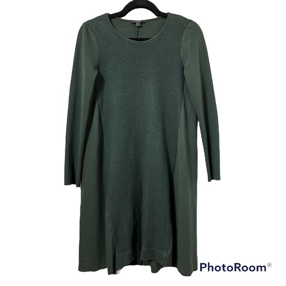COS Wool Blend Contrast Dark Green A-line Swing Dress Size S - Picture 2 of 12